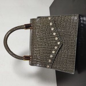 Croc Embossed Faux Leather Mini Satchel